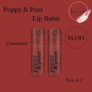 Poppy & Pout, Cinnamint Lip Balm,100% Natural, Pack of 2